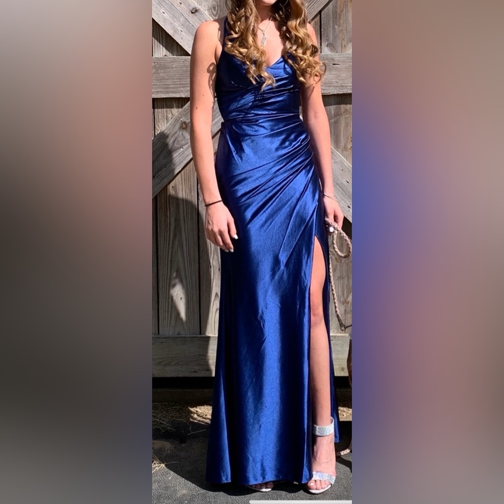 Elegant Blue Satin Gown